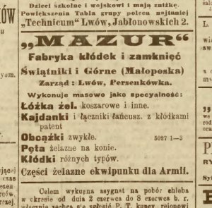 Ryc. 2 Ogłoszenie w Gazecie Lwowskiej z 2 czerwca 1920 r.
